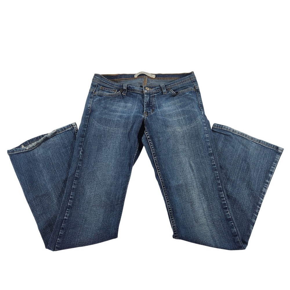 Express Precision Fit Super Low Rise Flare Leg Jeans Medium‎ Wash Blue Size 4R